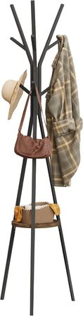 Вільна стійка для одягу WOLTU у вигляді дерева з полицею, 9 гачків, для одягу, шапок, сумок, біла, металева (чорна)