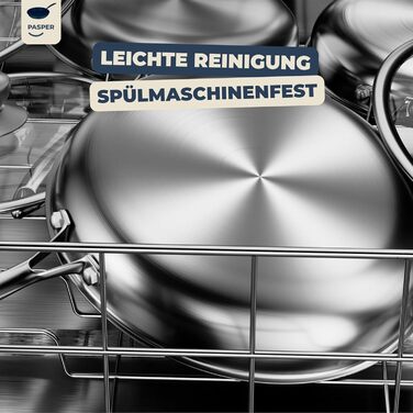Пательня Pasper Ø 24 см – без PFAS, PTFE та PFOA – для індукційних, електричних, керамічних, газових плит та духовки – нержавіюча сталь з антипригарним покриттям у вигляді стільникового малюнку, придатна для миття в посудомийній машині