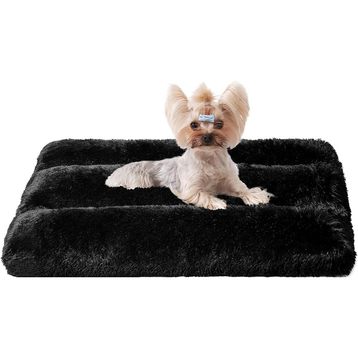 Лежак для собак пухнастий, миється, нековзний, 75x50x10см (60x45см, чорний)