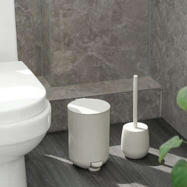 Набір для ванної кімнати Badset Beige: 5 предметів (сміттєвий контейнер, тримач для щітки, дозатор мила, стакан для зубної пасти, піднос)