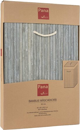 Бамбуковий кошик для білизни PANA ECO з кришкою * дерев'яна сумка для білизни * складаний колектор для білизни * шафа для білизни у ванній * 100 бамбук * колір * * розмір (150 л 40 х 60 х 63 см), сірий камінь)