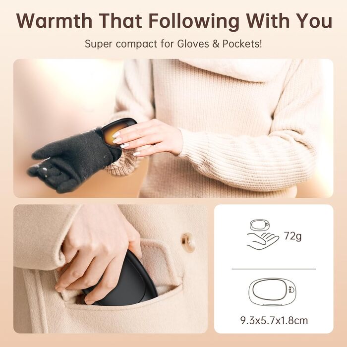 Електричні грілки для рук Jonwall, 2 шт., USB, багаторазові, 3 рівні нагріву, для кемпінгу, полювання, гольфу, чорні