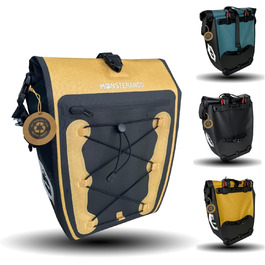 Кофри для багажних полиць, Екологічні Перероблений ПЕТ водонепроникний Дорожня сумка-монстр для багажу для велосипеда з відділенням для ноутбука Кілька відділень, 27 л- (жовтий)