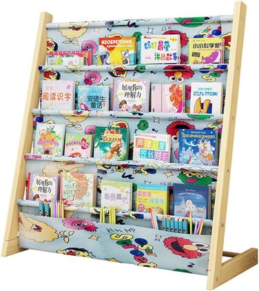 Дитяча книжкова шафа, мультяшна книжкова шафа з масиву дерева, стелаж для зберігання в дитячій кімнаті, полиця для книжок з малюнками для дитячого садка (колір A, S 73,5X25X80 СМ) 73,5X25X80 см A