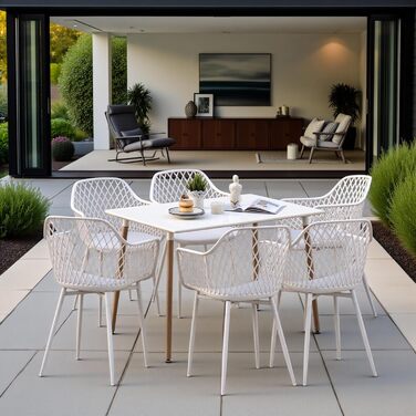 Набір садових стільців для відпочинку на терасі та балконі. Міцні крісла з підлокітниками, витримують до 120 кг, колір білий