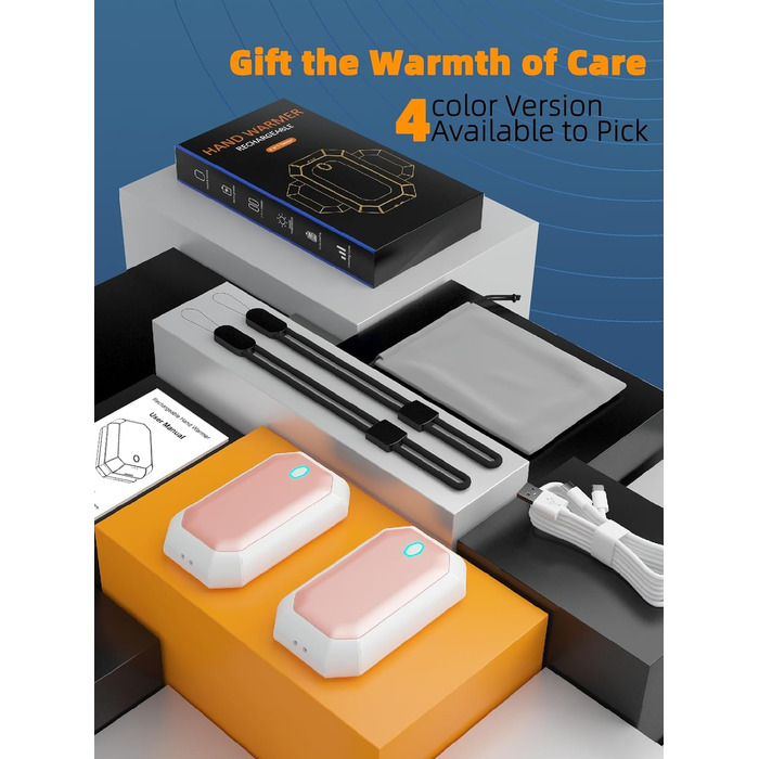 Електричний грієчка для рук ITSHINY, 2 шт. - багаторазовий, 3 режими нагріву, USB-зарядка, для чоловіків, кемпінгу та полювання (рожевий)