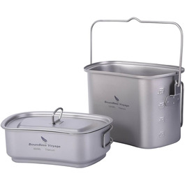 Набір посуду iBasingo Titan Kantine 1500ml/600ml для кемпінгу та відпочинку на природі (Ti2059C)