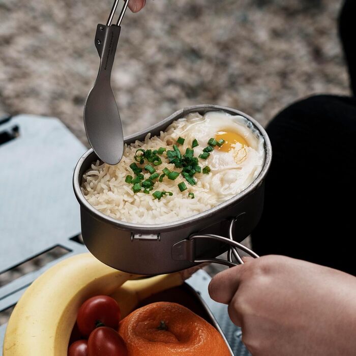 Набір для приготування їжі iBasingo Ti2046C: титановий посуд для кемпінгу та подорожей (600мл каструля, 300мл чашка)