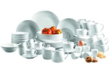 Серія Alesia, комбінований порцеляновий сервіз з 62 предметів, базовий посуд на 6 осіб, ідеальний стартовий набір
