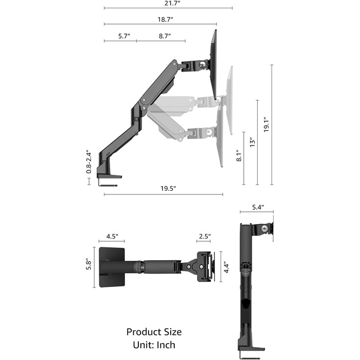 Підставка для монітора Bewiser Robuster: міцна, для широких моніторів 34-57 дюймів, до 20 кг, чорна