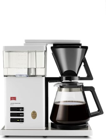 Кавоварка з фільтром Melitta AromaSignature DeLuxe зі скляним горщиком, 10 чашок, біла.