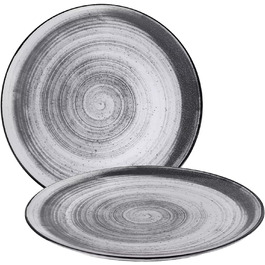 Набір з 6 тарілок, кераміка, 26 см, сірий/світло-сірий, можна мити в посудомийній машині та в мікрохвильовій печі