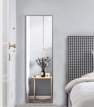 Підлогове дзеркало нового типу 163x54 см в повний зріст, підлогове дзеркало з підставкою для стояння або притулення до стіни, підлогове дзеркало для спальні, ванної, вітальні, арочне (золото) (140 х 40 см, чорне)