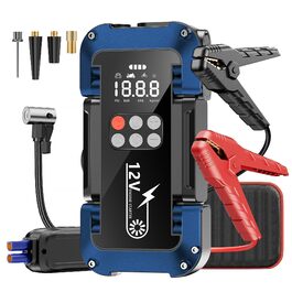 Портативний пусковий пристрій Starthilfe Powerbank з компресором 150PSI, 4000A, 12V для автомобілів та 8.0L дизель, 26800mAh, 4-в-1 з LED-ліхтариком та LCD дисплеєм