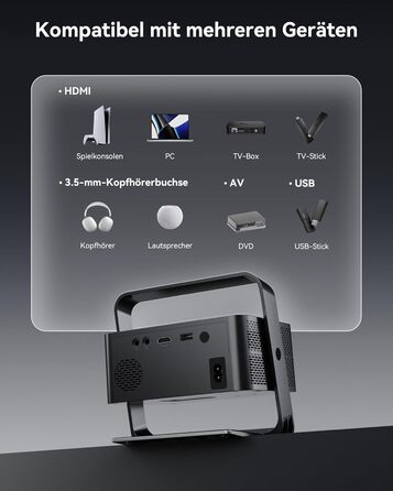 Проектор Beamer 4K з підтримкою 1500 ANSI, 1080P FHD, Smart, автоматичною корекцією трапеції, електричним фокусом, WiFi 6, Bluetooth для домашнього кінотеатру та на відкритому повітрі (сталево-сірий)