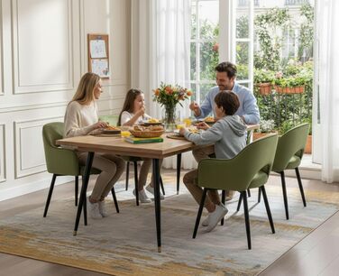 4 крісла з оксамиту для їдальні, обертаються на 360°, кухонні крісла з підлокітниками, м'які бокові крісла для дому, офісу, вітальні (53*58*78 см, зелені)