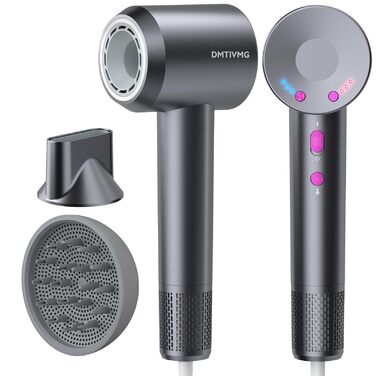 Іонний фен для волосся з високошвидкісним безщітковим двигуном 160 000 об/хв, 500 млн негативних іонів, 12 режимів, магнітна насадка, низький рівень шуму
