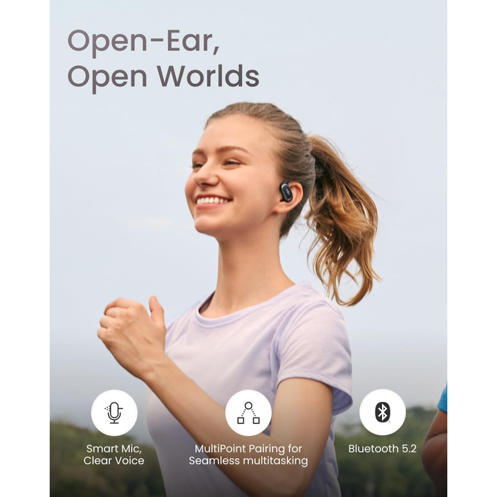 Справжні бездротові Bluetooth-навушники SHOKZ OpenFit Air, 28 год, IP54, швидка зарядка, чорний