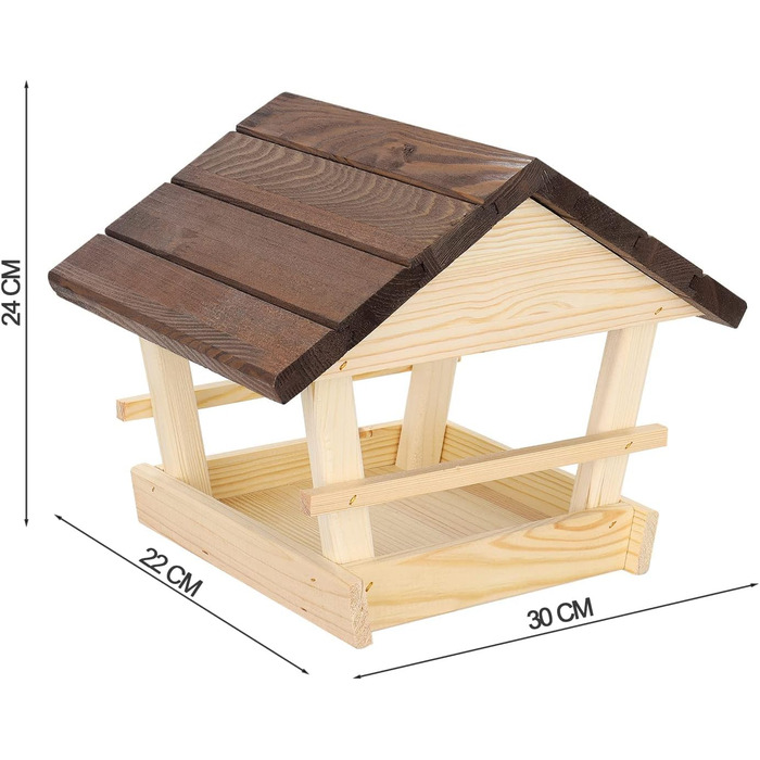 Шпаківня, годівниця, годівниця для птахів, дерев'яний захищений від атмосферних впливів Шпаківня, годівниця для диких птахів годівниця для птахів в саду, балкон (коричневий)