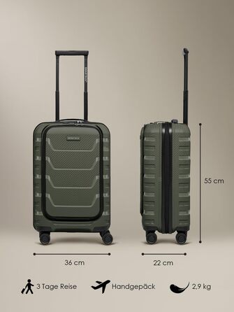 Набір валіз Smartbox Hartschalen 3 шт. | Розширювані, з TSA-замком, з відділенням для ноутбука | Olive (Оливковий), S (55 см)