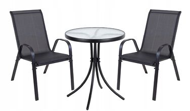 Комплект садових меблів із металу Kontrast, чорний, 3 предмети