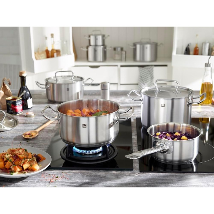 Набір каструль ZWILLING Twin Classic 5-ти частинний, з кришкою, для індукційних плит, не покритий, з нержавіючої сталі, срібний