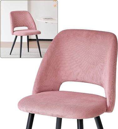 Набір з 4 стільців для їдальні, кухонних, з корду, з м'яким сидінням та ергономічною спинкою, рожеві