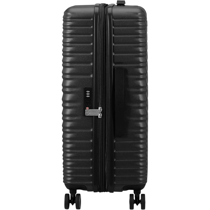 Набір валіз American Tourister Aerotech (3 шт.) – ручна, середня, велика, розширювана, з TSA-замком, блакитний (Metallic Navy) / чорний (Metallic Black)