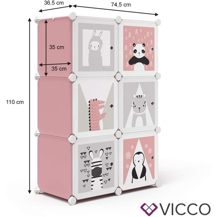 Полиця дитяча Vicco Andy, 145 х 110 см 6 відділень (кішка) (рожева, 6 відділень - панда)
