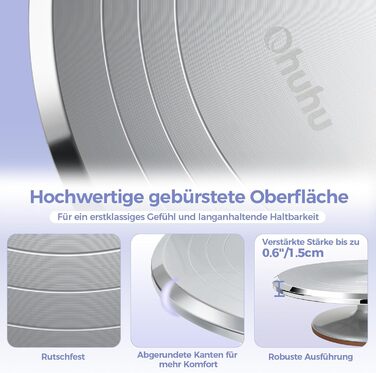 Ohuhu Поворотна платформа для тортів, 30 см, алюмінієвий сплав, з 2 шпателями та 3 скребками для декорування та випікання, подарунок для кондитерів, срібна