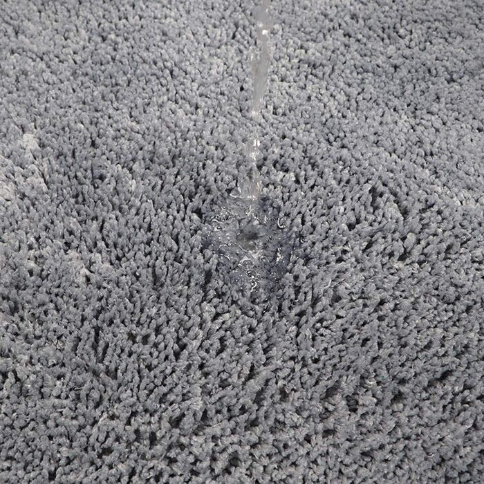 Набір килимків для ванної кімнати Jianyana (3 шт.) з мікрофібри, антиковзаючі, м'які, з довгим ворсом, для душу, у формі контуру, на унітаз, сірий в смужку