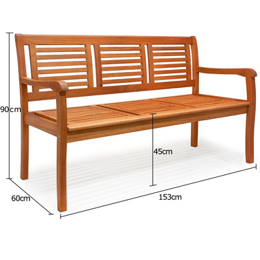 Садовий лавка з евкаліптової деревини 153x90x60 см, сертифікат FSC®