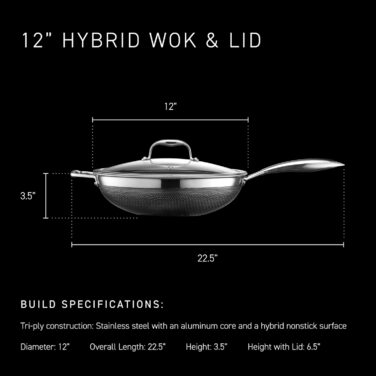 Wok HexClad Hybrid з нержавіючої сталі (30 см) – антипригарне покриття, сумісний з усіма плитами, PFOA free
