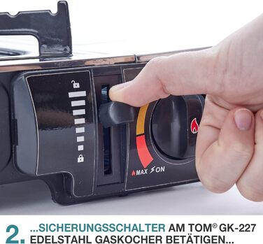 Газовий наметний котел TOM Adventure з нержавіючої сталі (4 картриджі, кейс) – Piezo запалювання, 1 конфорка