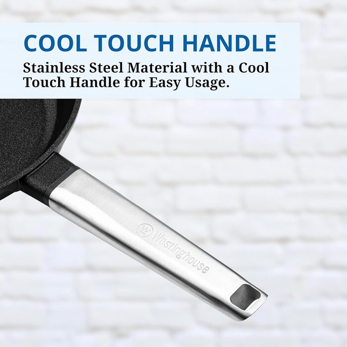 Сковорода-гриль Westinghouse PERFORMANCE SERIES 28 см з нержавіючої сталі, для індукції, газової плити, духовки, з антипригарним покриттям, алюміній, чорна