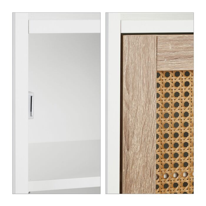 Шафка для ванної кімнати Relaxdays з ротанговими дверцятами