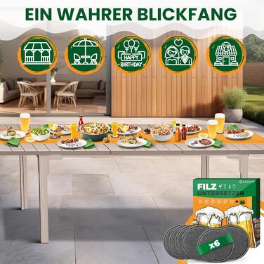 Розсувний садовий стіл KESSER® 180/240x90 см, на 8 осіб, з металевим каркасом та стільницею з HDPE, вологостійкий, UV-стійкий, з 6 підставками