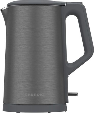 Чайник Grundig WK 7340, потужність 2 150 Вт, ємність 1,5 л, змотувач кабелю, автоматичне вимкнення, прихований нагрівальний елемент з нержавіючої сталі, Cool Touch з подвійною стінкою, Dark Inox