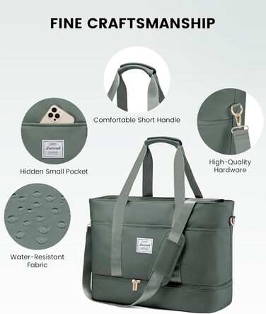 Сумка-мішок LOVEVOOK для жінок, 42L, водонепроникна, з відділенням для взуття, для подорожей, спортзалу, басейну, пологів, Ryanair