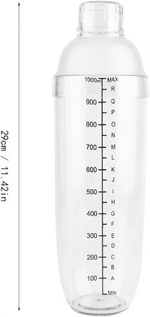 Шейкер-шейкер, шейкер для вина, герметичний прозорий змішувач для коктейль-шейкера зі смоли для ПК з інструментом для зважування (1000 мл)