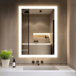 Дзеркало для ванної кімнати GIMBELEN з підсвічуванням LED, антизапар, 2 кольори світла (3000K/6500K), функція пам'яті, прямокутна форма, 50 x 70 см Дзеркало для ванної кімнати GIMBELEN з підсвічуванням LED, антизапар, 2 кольори світла (3000K/6500K), функція пам'яті, прямокутна форма, 50 x 70 см