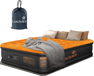 Надувне ліжко Luxchoice з електричним насосом для 2 осіб (205x155x38 см) - Dark Orange