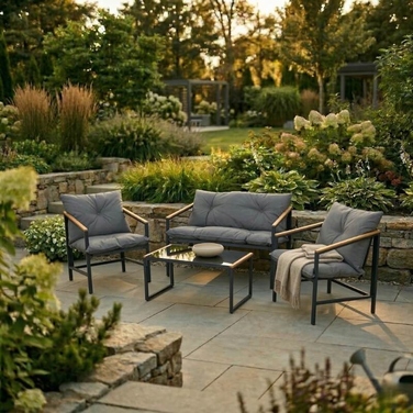 Комплект садових меблів Escal, метал, чорний, 4 предмети