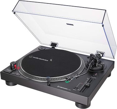 Програвач вінілових платівок Audio-Technica LP120XUSB, чорний, аналоговий і USB, з прямим приводом, комплект з карбоновою щіткою