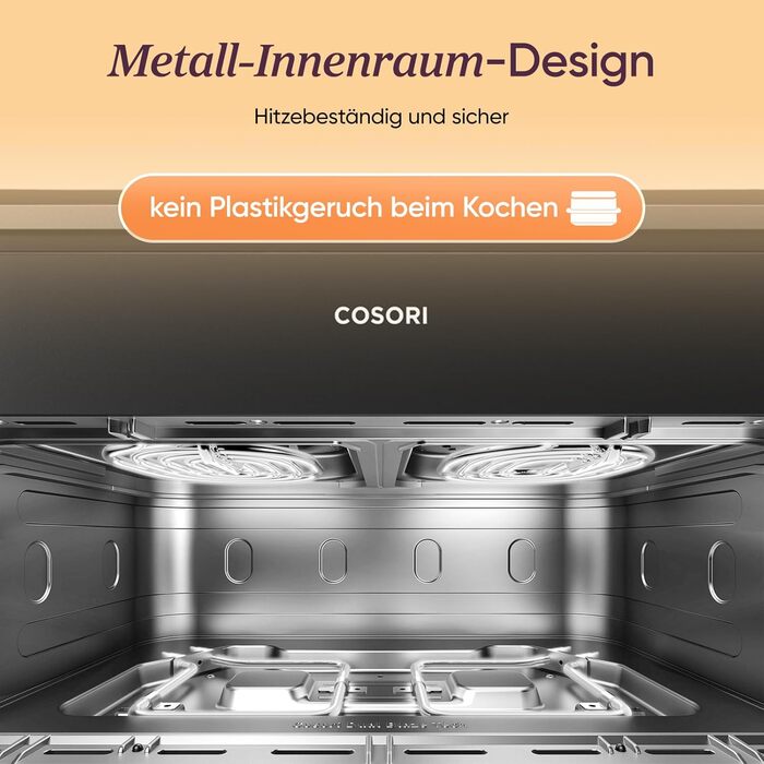 Фритюрниця COSORI з 2 камерами Dual Blaze TwinFry 10L, з 4 нагрівальними елементами, чорний/сріблястий