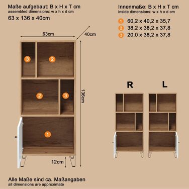 Trendteam Smart Living комод-тумба Trendteam Smart Living - комод-тумба з 2 дверцятами та 4 відділеннями, Artisan Eiche/Weiß, 63 x 136 x 40 см, з металевими ніжками