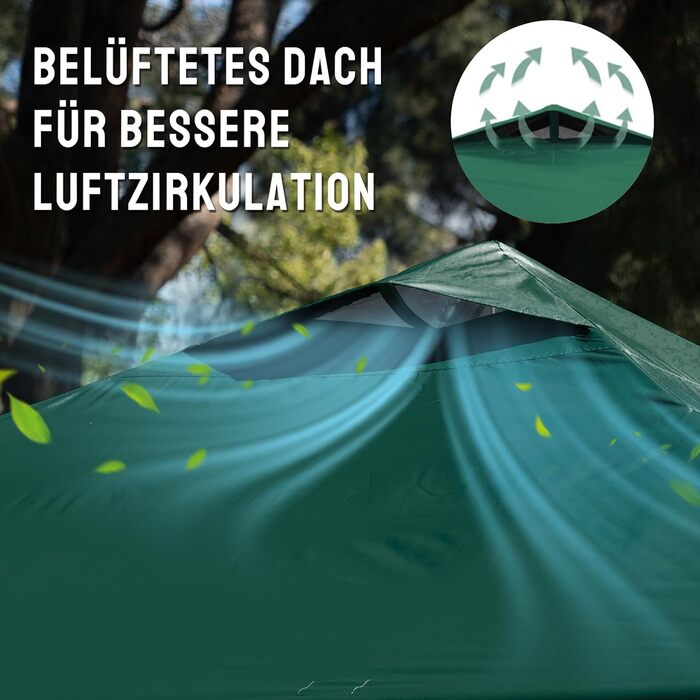 Павільйон CROWN SHADES 3x3: Водостійкий, Зимостійкий, з UV-захистом 50+, для кемпінгу та саду, регульована висота, з сумкою (лісово-зелений)