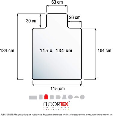 Килимок для стільця Advantagemat з ПВХ для твердої підлоги, 134 x 115 см 134 см x 115 см тверда підлога з губою