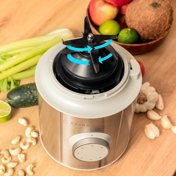 Стаціонарний блендер Cecotec Grand Katana 2700MAX Total Destroy Screen - 2700W, цифровий дисплей, 1.8л скляний глечик (білий)