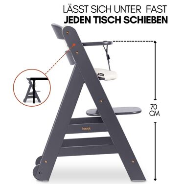 Дитячий високий стільчик Hauck Beta+ Newborn Set Deluxe - комплект з підставкою для новонароджених, м'яким сидінням та підносом для годування, білий (темно-сірий)